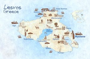 midilli adası harita