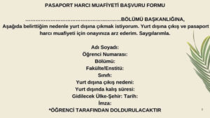 harçsız öğrenci pasaportu talep formu örneği